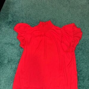 Elegant Red Ruffle Sleeve Top